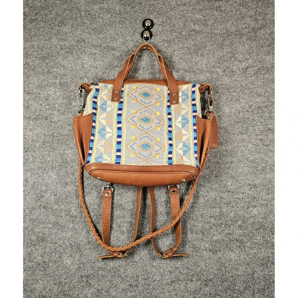 Nena & Co. Guatemala Embroidered Convertible Backpack With Wristlet Boho Leather